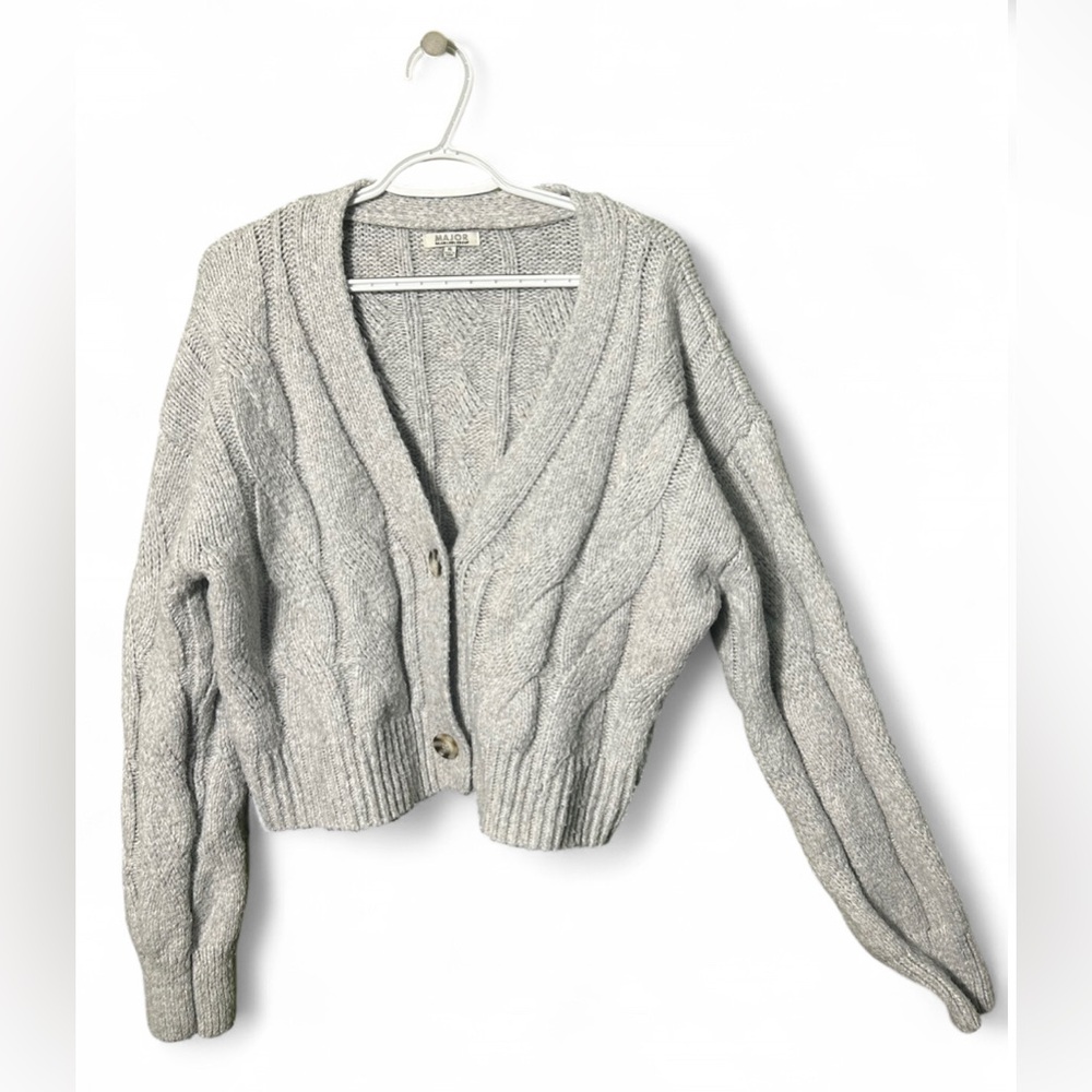 5/$25 Cozy Light Gray Cable-Knit Women's Cardigan